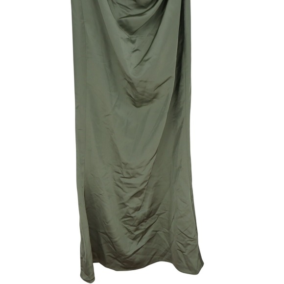 After Six One-Shoulder Cat-Eye Neckline Fit and Flare Satin Maxi Dress Size 2 - Picture 4 of 9